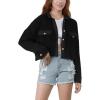 image:imageCHARTOU Womens Waffle Knit Shirt Button Down Long Sleeve Cropped Overshirt Jacket ShacketBlack