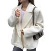 image:imageCHARTOU Women Double Breasted Short Wool Pea Coat Business Casual Work Warm Winter Blazer JacketWhite