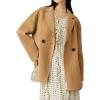 image:imageCHARTOU Women Midi Winter Pea Coat Plaid Tweed Wool Jacket Blazer OutwearCamel