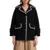 image:imageCHARTOU Women Oversized Pea Coat Winter Contrast Trim Lapel Collar Wool Blend Trench Jacket with PocketsBlack