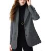 image:imageCHARTOU Women Vintage Herringbone Blazer Jacket Fall Winter Wool Lapel Single Breasted Business Casual Work CoatGrey