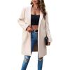 image:imageCHARTOU Womens Casual Long Blazer Jacket Wool Blend 1 Button Loose Fit Trench Pea CoatApricot