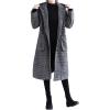 image:imageCHARTOU Womens Houndstooth Hooded Long Coat Single Breasted Plaid Oversized Wool Trench Jacket with PocketsBlack
