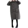 image:imageCHARTOU Womens Houndstooth Hooded Long Coat Single Breasted Plaid Oversized Wool Trench Jacket with PocketsCoffee