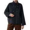image:imageCHARTOU Womens Stand Collar Wool Coat Cropped Double Breasted Trench Coat Winter Chic Short Tweed JacketBlack