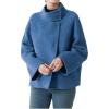 image:imageCHARTOU Womens Stand Collar Wool Coat Cropped Double Breasted Trench Coat Winter Chic Short Tweed JacketBlue