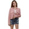 image:imageCHARTOU Womens Waffle Knit Shirt Button Down Long Sleeve Cropped Overshirt Jacket ShacketPink