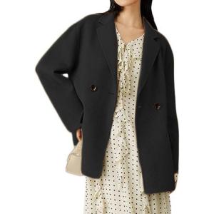 image:imageCHARTOU Women Midi Winter Pea Coat Plaid Tweed Wool Jacket Blazer OutwearBlack