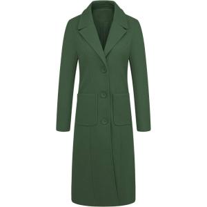 image:imageCHARTOU Womens Elegant Lapel Collar Single Breast Wool Blend Overcoat OutwearGreen