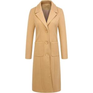 image:imageCHARTOU Womens Elegant Lapel Collar Single Breast Wool Blend Overcoat OutwearKhaki