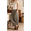 image:imageCHARTOU Women Plaid Gingham Pants Elastic Waist Loose Wide Leg Capri Harem Balloon PantsBlack
