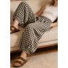 image:imageCHARTOU Women Plaid Gingham Pants Elastic Waist Loose Wide Leg Capri Harem Balloon PantsBlack