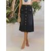 image:imageCHARTOU Button Front Cargo Denim Skirt Women Retro A Line Midi Long Jean Skirt with Utility PocketsBlack