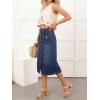 image:imageCHARTOU Button Front Cargo Denim Skirt Women Retro A Line Midi Long Jean Skirt with Utility PocketsDark Blue