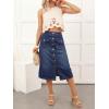 image:imageCHARTOU Button Front Cargo Denim Skirt Women Retro A Line Midi Long Jean Skirt with Utility PocketsDark Blue