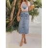 image:imageCHARTOU Button Front Cargo Denim Skirt Women Retro A Line Midi Long Jean Skirt with Utility PocketsLight Blue