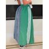 image:imageCHARTOU Parachute Long Jean Skirt for Women Sporty Drawstring Elastic High Waist A Line Patchwork Denim SkirtGreen