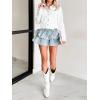 image:imageCHARTOU Women 2025 Denim Mini Skirt Smocked High Waist Y2k Tiered Ruffle Cute Short Jean SkirtLight Blue