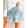 image:imageCHARTOU Women 2025 Denim Mini Skirt Smocked High Waist Y2k Tiered Ruffle Cute Short Jean SkirtLight Blue