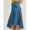 image:imageCHARTOU Women Denim Midi Skirt Summer Patchwork Adjustable Buckle Asymmetrical Flared ALine SkirtBlue