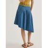 image:imageCHARTOU Women Denim Midi Skirt Summer Patchwork Adjustable Buckle Asymmetrical Flared ALine SkirtBlue