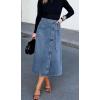 image:imageCHARTOU Women Denim Wrap Midi Skirt Summer Casual Tie Waist ALine Jean Skirt with SlitLight Blue