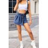 image:imageCHARTOU Women Distressed Denim Shots Skort Y2k Irregular Button Ripped Pleated Jean Skirt Cargo Shorts Cowgirl SummerDark Blue