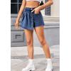 image:imageCHARTOU Women Distressed Denim Shots Skort Y2k Irregular Button Ripped Pleated Jean Skirt Cargo Shorts Cowgirl SummerDark Blue