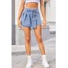 image:imageCHARTOU Women Distressed Denim Shots Skort Y2k Irregular Button Ripped Pleated Jean Skirt Cargo Shorts Cowgirl SummerLight Blue