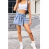 image:imageCHARTOU Women Distressed Denim Shots Skort Y2k Irregular Button Ripped Pleated Jean Skirt Cargo Shorts Cowgirl SummerLight Blue