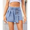 image:imageCHARTOU Women Distressed Denim Shots Skort Y2k Irregular Button Ripped Pleated Jean Skirt Cargo Shorts Cowgirl SummerLight Blue
