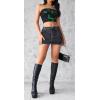 image:imageCHARTOU Women Elastic Low Waist Y2k Cargo Skirt Denim Jean Mini Skirt with PocketsBlack