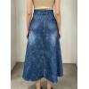 image:imageCHARTOU Women Floral Print Jean Skirt High Waist A Line Patchwork Denim Midi Skirt with PocketsBlue