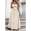 image:imageCHARTOU Women Layered Tiered Tulle Maxi Skirt Sheer Mesh A Line Skirt Flared Elastic Waist Long Cake Skirt PartyApricot