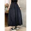 image:imageCHARTOU Women Maxi Denim Skirt Long Jean Skirt Pleated Elastic Waist A Line Skirt Casual Western Skirt PocketsBlack