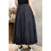 image:imageCHARTOU Women Maxi Denim Skirt Long Jean Skirt Pleated Elastic Waist A Line Skirt Casual Western Skirt PocketsBlack
