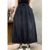 image:imageCHARTOU Women Maxi Denim Skirt Long Jean Skirt Pleated Elastic Waist A Line Skirt Casual Western Skirt PocketsBlack