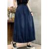 image:imageCHARTOU Women Maxi Denim Skirt Long Jean Skirt Pleated Elastic Waist A Line Skirt Casual Western Skirt PocketsBlue