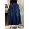 image:imageCHARTOU Women Maxi Denim Skirt Long Jean Skirt Pleated Elastic Waist A Line Skirt Casual Western Skirt PocketsBlue