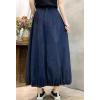 image:imageCHARTOU Women Maxi Denim Skirt Long Jean Skirt Pleated Elastic Waist A Line Skirt Casual Western Skirt PocketsBlue