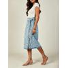 image:imageCHARTOU Women Midi Denim Wrap Skirt Polka Dot High Waist Tie Knot Western Jean Pencil Skirt with SlitBlue