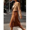 image:imageCHARTOU Women Midi Denim Wrap Skirt Polka Dot High Waist Tie Knot Western Jean Pencil Skirt with SlitBrown