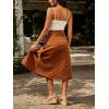 image:imageCHARTOU Women Midi Denim Wrap Skirt Polka Dot High Waist Tie Knot Western Jean Pencil Skirt with SlitBrown