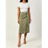 image:imageCHARTOU Women Midi Denim Wrap Skirt Polka Dot High Waist Tie Knot Western Jean Pencil Skirt with SlitGreen