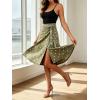 image:imageCHARTOU Women Midi Denim Wrap Skirt Polka Dot High Waist Tie Knot Western Jean Pencil Skirt with SlitGreen