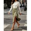 image:imageCHARTOU Women Midi Denim Wrap Skirt Polka Dot High Waist Tie Knot Western Jean Pencil Skirt with SlitGreen