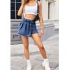 image:imageCHARTOU Women Summer Asymmetrical Patchwork Denim Mini Skirt Shorts High Waist Pleats Distressed Jean Skort with PocketsDark Blue