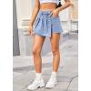 image:imageCHARTOU Women Summer Asymmetrical Patchwork Denim Mini Skirt Shorts High Waist Pleats Distressed Jean Skort with PocketsLight Blue