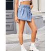 image:imageCHARTOU Women Summer Asymmetrical Patchwork Denim Mini Skirt Shorts High Waist Pleats Distressed Jean Skort with PocketsLight Blue
