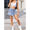 image:imageCHARTOU Women Summer Asymmetrical Patchwork Denim Mini Skirt Shorts High Waist Pleats Distressed Jean Skort with PocketsLight Blue